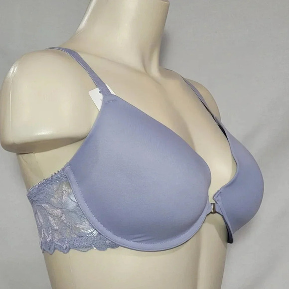 Gilligan O'Malley Front Close Everyday Lace Racerback Demi UW Bra Misty Blue NWT - Picture 2 of 4